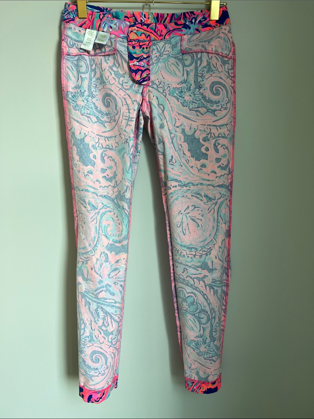 Lilly Pulitzer | Pink, Blue & Teal Paisley Straight-Leg Pants #12816 Size 0 - Picture 9 of 16